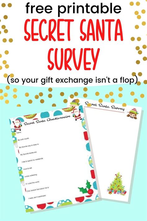 Free Printable Secret Santa Questionnaire Secret Santa Survey