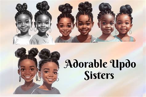 Adorable Black Sisters Clip Art Besties Graphic By Afrocentric Artistry · Creative Fabrica