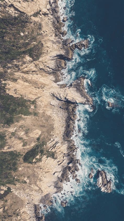 Aerial View Beach Rocks Iphone Wallpaper Iphone Wallpapers