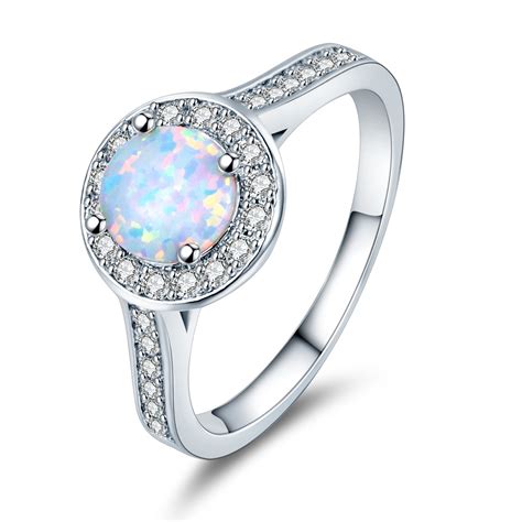 Europe Popular 925 Sterling Silver Opal Promise Rings Opal Wedding