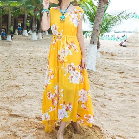 Korean Style Simple And Stylish New Women Summer Maxi Chiffon Dress