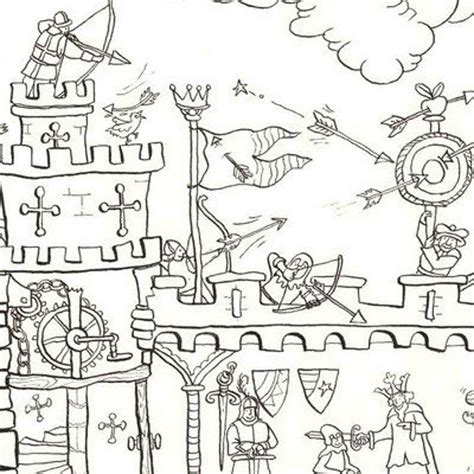 Giant Colouring Poster Medieval Castle 100 X 70cm Etsy