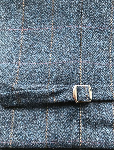 Irish Tweed Herringbone Waistcoat Denim And Rust Check Mucros Weavers