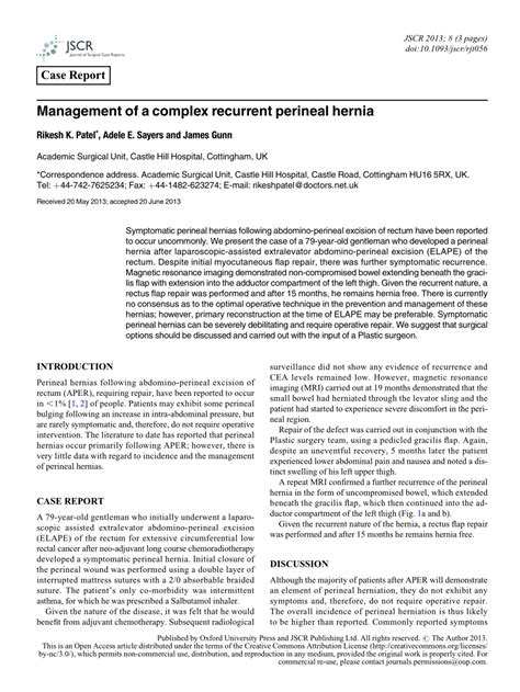 Pdf Management Of A Complex Recurrent Perineal Hernia