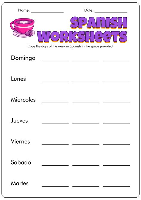30 Printable Spanish Worksheets Worksheets Decoomo