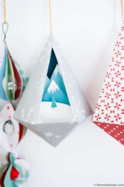 3d Paper Ornament Templates Printable Christmas Decorations