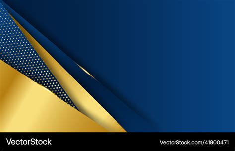 Elegant Navy Blue Gold Background With Overlap Vector Image