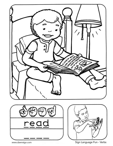 Asl Coloring Page Read In 2020 Coloring Pages