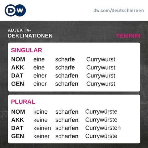 Adjektivdeklination Feminin Mit Unbestimmtem Artikel Learn German