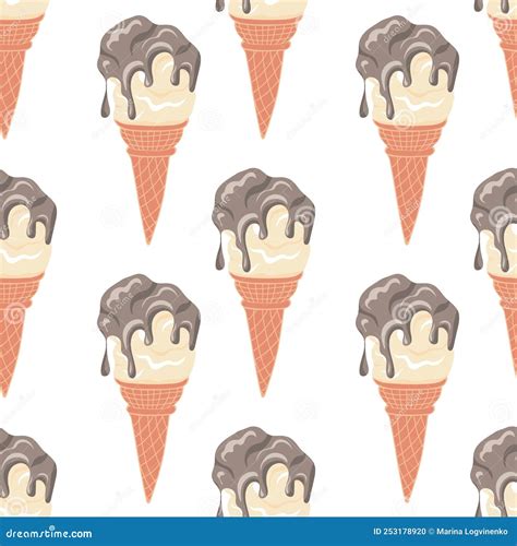 Swirled Soft Serve Vanilla Ice Cream In Wafers Cone Vector Illustration Cartoondealer Com