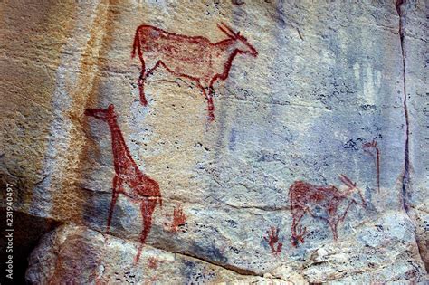 Rock Art Painting In Tsodilo Hills Botswana Paintings Are Attributed To The San People The