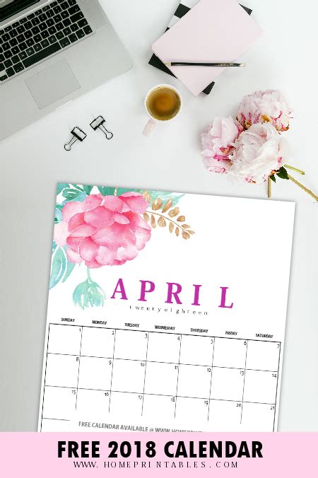 Free Printable April 2018 Calendar 4 New Designs Home Printables