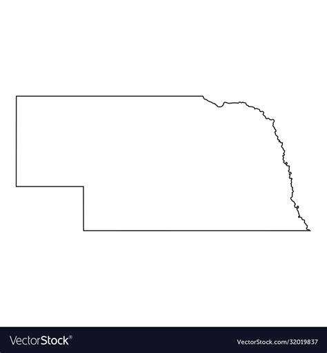 Nebraska Ne State Border Usa Map Outline Vector Image