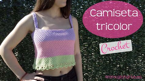 Top Camiseta O Blusa De Tirantes Tricolor Gloriarte Crochet