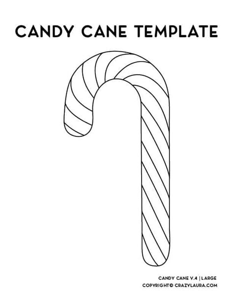 Free Candy Cane Template And Printable Shape Outlines