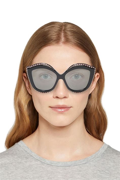 gucci oversized cat eye embellished acetate sunglasses the outnet