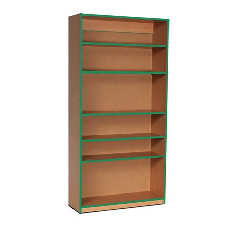 Value Coloured Edge Open Wooden Bookcase 1 Fixed And 4 Adj Shelves