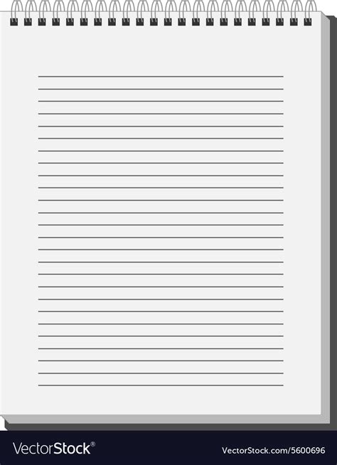 Blank Notepad Notebook With White Lined Pages Vector Image