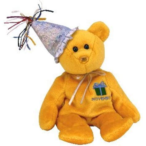 1 X Ty Beanie Baby November The Teddy Birthday Bear W Hat
