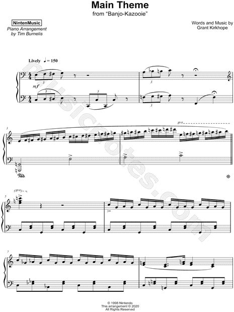 Nintenmusic Main Theme From Banjo Kazooie Sheet Music Piano Solo In
