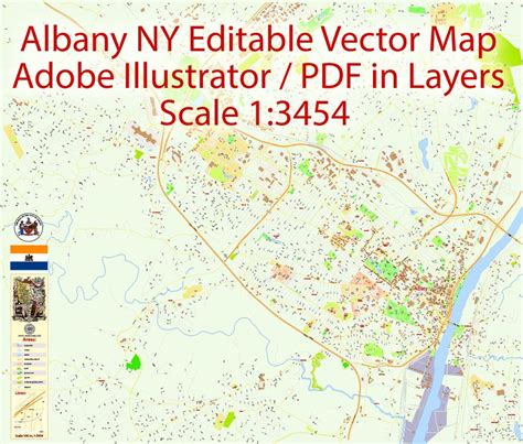 A Map With The Name Albany Ny Editable Vector Map Adobe Illustrator