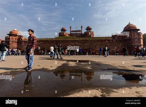View Of The Famous Red Fort In The District Of Shahjahanabad In Delhi