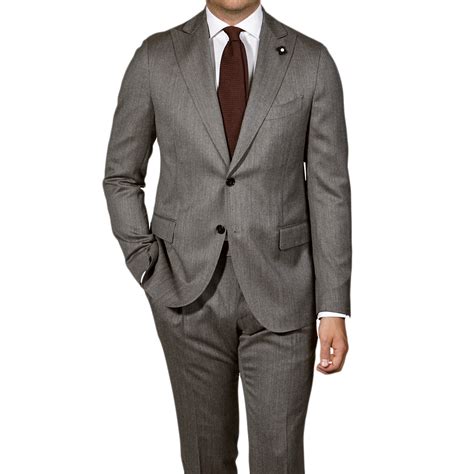Lardini Grey Herringbone Wool Silk Suit Baltzar