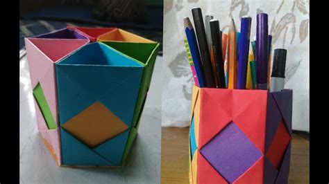 How To Make Pen Stand Origami Pen Holder Paper Pencil Holder