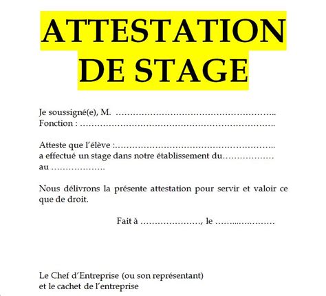 Exemple De Modèle Dattestation De Stage En Word Doc Cours Génie