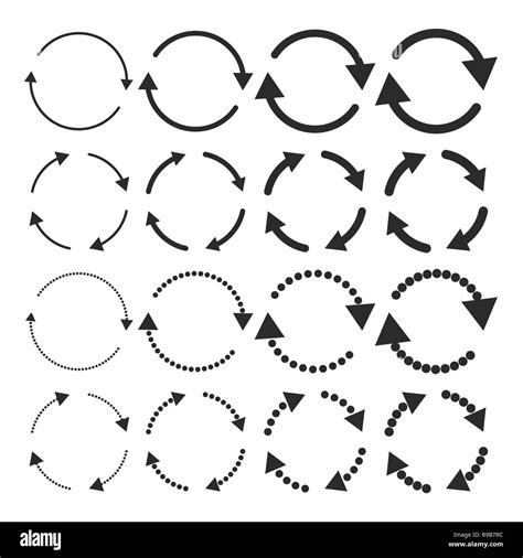 Set Of Flat Circular Arrows Vector Illustration Refresh Or Reload