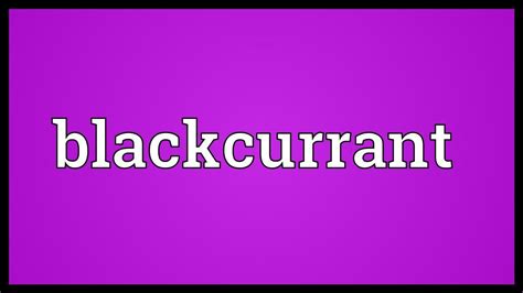 Blackcurrant Meaning YouTube