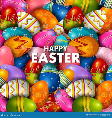 Colorful Painted Egg Happy Easter Greeting Background Stock Vector