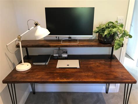 Rustic Industrial Style Desk With Shelf Made From Reclaimed Etsy