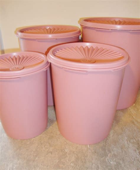 Vintage Tupperware Pink Canisters Nesting Canisters Set Of 4