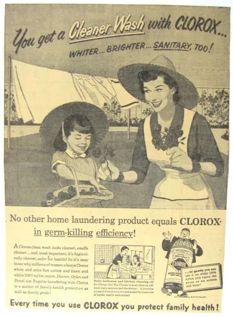 Vintage 1956 Clorox Cleaner Newspaper Print Ad 997 Picclick