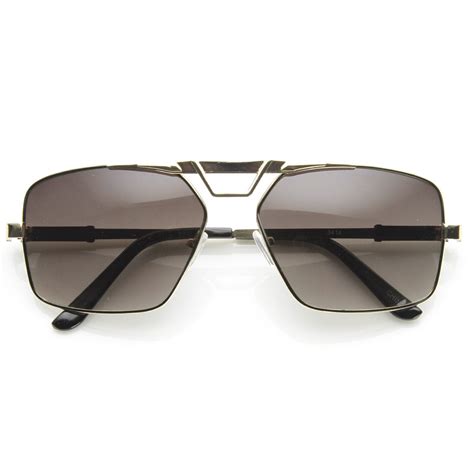 Modern Mens Gq Large Square Metal Aviator Sunglasses Zerouv
