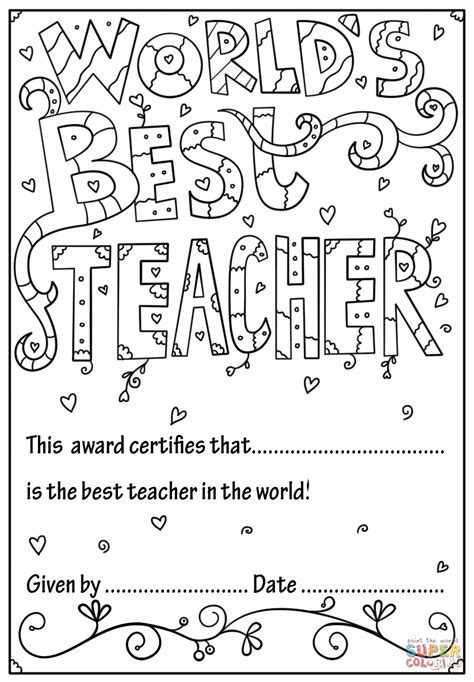 worlds  teacher diploma coloring page  printable coloring pages