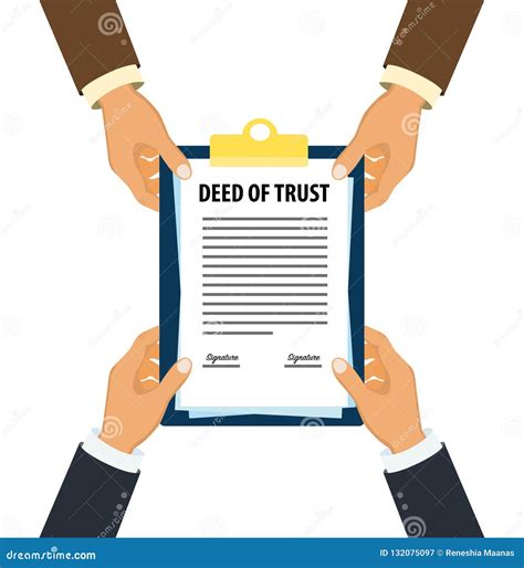 Signed Deed Of Trust Document With Pen Stock Photography