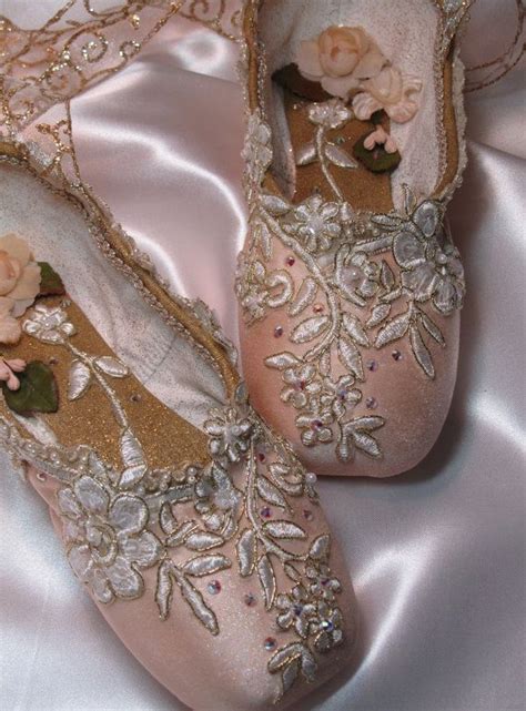 Crystal And Gold Trimmed Pointe Shoes Ooak Sugarplum Fairy Aurora