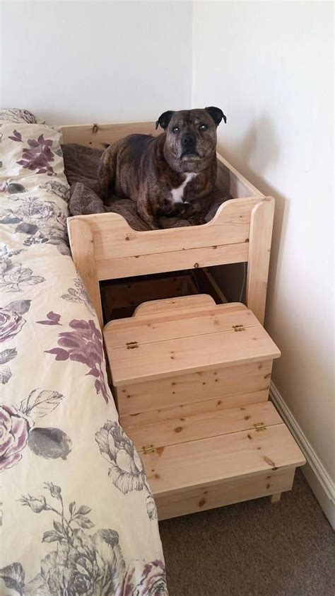 The Benson Co Sleeper Wooden Raised Dog Bed With Storage Steps Cat