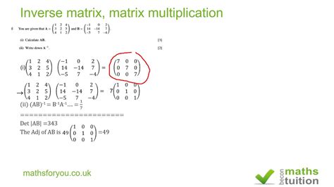 Find Inverse Of Matrix - Inverse of a 2x2 matrix formula - YouTube - Reduce the left matrix to ...