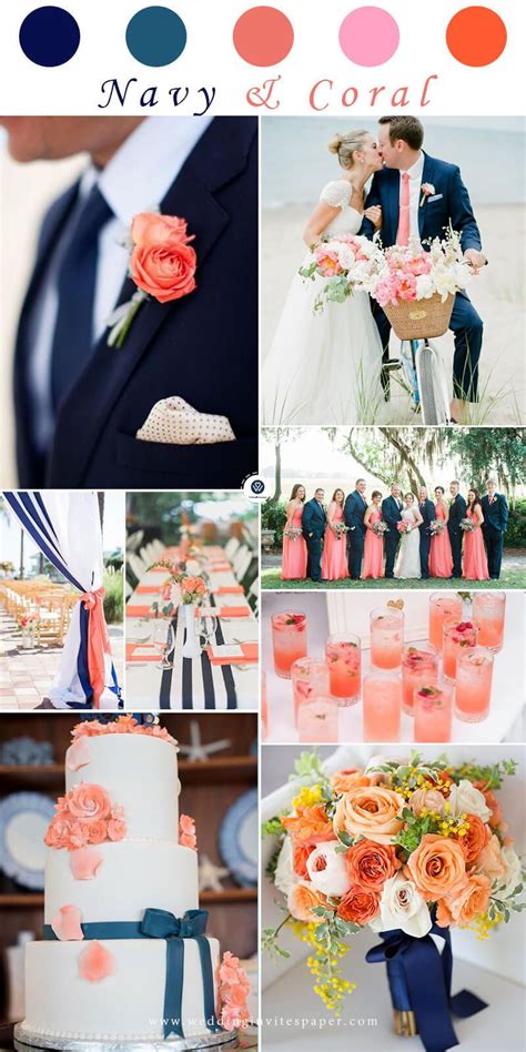Top 7 Early Spring Navy Blue Wedding Color Palettes Coral Wedding