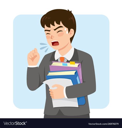 Businessman Coughing At Work Royalty Free Vector Image