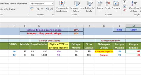 Definindo Estoque Máximo e Estoque Mínimo na Planilha Tudo Excel
