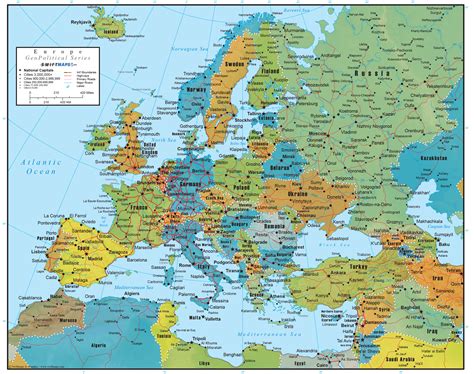 Europe Wall Map Geopolitical Deluxe Edition