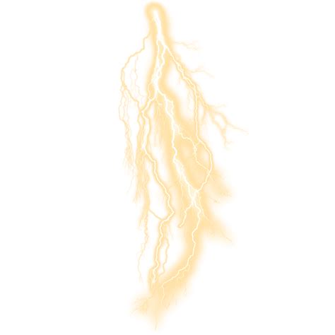 A Glowing Yellow Lightning Bolt Isolated On Transparent Background