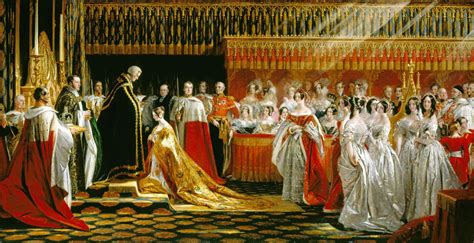 A painting documenting the queen in her coronation robes, which were clearly a bit more ornate. File:Victoria coronation 1.jpg - Wikimedia Commons