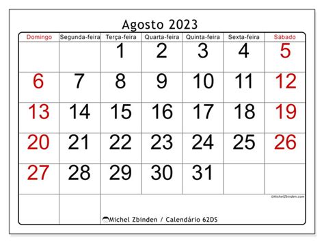 Calendário De Agosto De 2023 Para Imprimir “483ds” Michel Zbinden Br