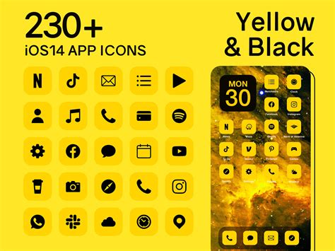 Ios Yellow App Icons 230 Yellow And Black Minimal Ios 14 Etsy