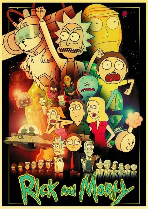 Vintage Posters Cartoon Poster Rick And Morty Prints Wall Painting Home